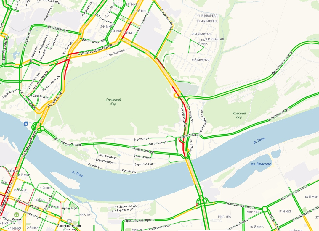 Пробки кемерово онлайн сейчас карта