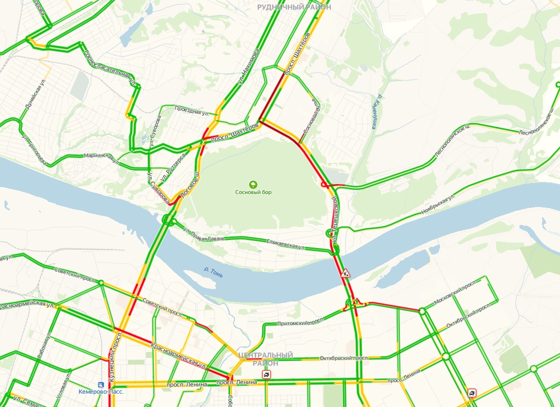 Пробки в кемерово сейчас карта